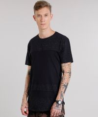 Camiseta-Masculina-Longa-Botone-com-Recorte-Manga-Curta-Decote-Careca-Preta-9152170-Preto_1