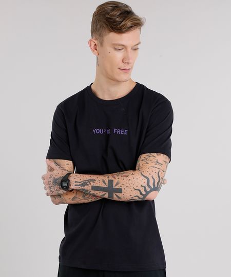 Camiseta-Masculina--You-re-Free--Manga-Curta-Decote-Careca-Preta-9152176-Preto_1 Camiseta-Masculina--You-re-Free--Manga-Curta-Decote-Careca-Preta-9152176-Preto_1