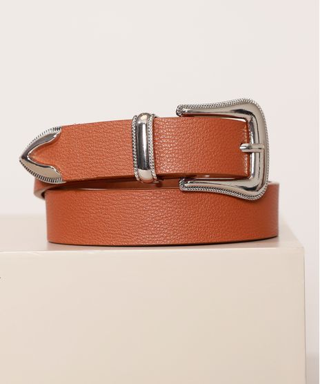 Cinto-Feminino-Skinny-com-Fivela-Western-Caramelo-9549976-Caramelo_1