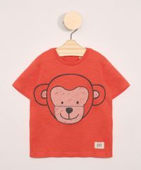 Camiseta-Infantil-Manga-Curta-Estampa-Interativa-Macaco-Coral-9969680-Coral_1