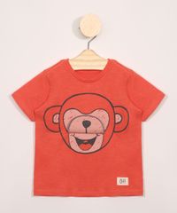 Camiseta-Infantil-Manga-Curta-Estampa-Interativa-Macaco-Coral-9969680-Coral_2