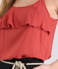 Regata-Feminina-Texturizada-com-Babado-de-Alca-Fina-Laranja-Escuro-8938225-Laranja_Escuro_4