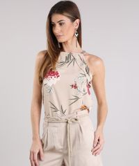 Regata-Feminina-Estampada-Floral-Halter-Neck-com-Alca-Estampada-Kaki-9009226-Kaki_1