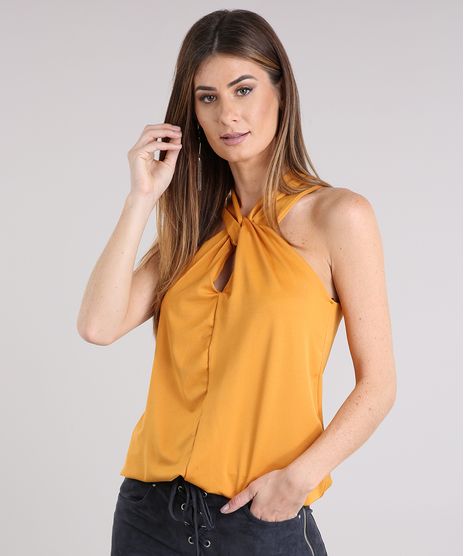 Regata-Feminina-com-Decote-Transpassada-Amarelo-Escuro-9150212-Amarelo_Escuro_1
