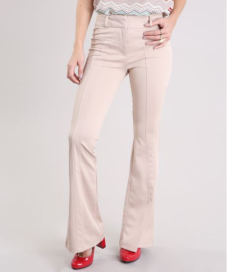 Calca-Feminina-Flare-Cintura-Alta-Texturizada-Kaki-8894171-Kaki_1