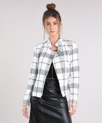 Jaqueta-Feminina-de-Tweed-Xadrez-com-Bolsos-Off-White-9033573-Off_White_1