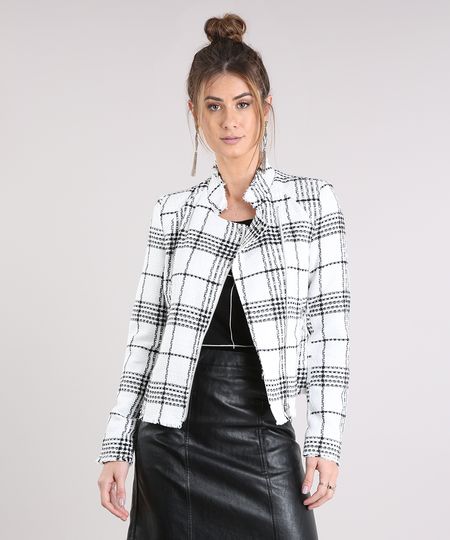Jaqueta-Feminina-de-Tweed-Xadrez-com-Bolsos-Off-White-9033573-Off_White_1 Jaqueta-Feminina-de-Tweed-Xadrez-com-Bolsos-Off-White-9033573-Off_White_1