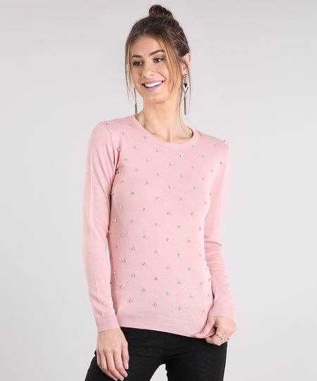 Sueter-Feminino-em-Trico-com-Strass-Decote-Redondo-Manga-Longa-Rose-8877650-Rose_1 Sueter-Feminino-em-Trico-com-Strass-Decote-Redondo-Manga-Longa-Rose-8877650-Rose_1