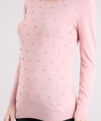 Sueter-Feminino-em-Trico-com-Strass-Decote-Redondo-Manga-Longa-Rose-8877650-Rose_4