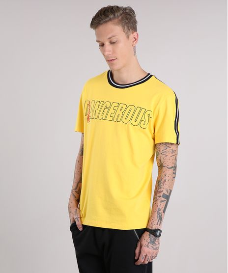 Camiseta-Masculina--Dangerous--Manga-Curta-Gola-Redonda-Amarela-9084171-Amarelo_1