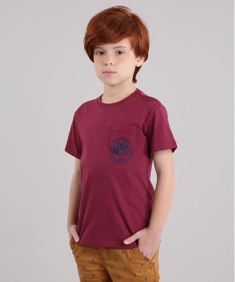 Camiseta-Infantil--NYC--com-Bolso-Manga-Curta-Gola-Redonda-Vinho-9038342-Vinho_1