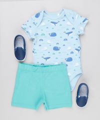 Conjunto-Infantil-de-Body-Estampado-de-Baleias-Manga-Curta-Azul-Claro---Short-em-Moletom-Verde-9154639-Verde_3