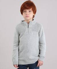Sueter-Infantil-Gola-Alta-com-Ziper-em-Trico-Cinza-Mescla-8868482-Cinza_Mescla_1
