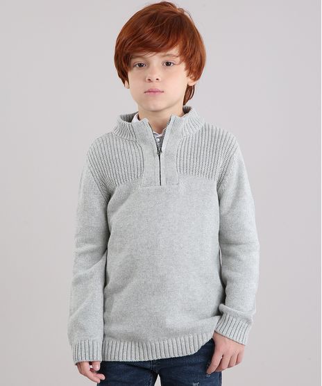 Sueter-Infantil-Gola-Alta-com-Ziper-em-Trico-Cinza-Mescla-8868482-Cinza_Mescla_1