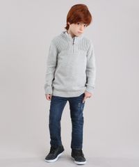 Sueter-Infantil-Gola-Alta-com-Ziper-em-Trico-Cinza-Mescla-8868482-Cinza_Mescla_3