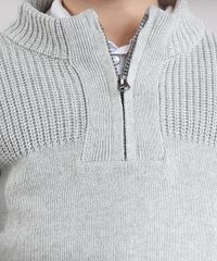 Sueter-Infantil-Gola-Alta-com-Ziper-em-Trico-Cinza-Mescla-8868482-Cinza_Mescla_4