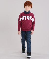 Blusao-Infantil-em-Moletom-com-Bordado--Future--Manga-Longa-Vinho-9128678-Vinho_3