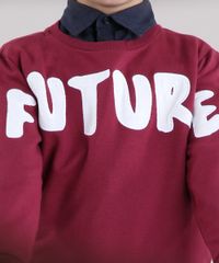Blusao-Infantil-em-Moletom-com-Bordado--Future--Manga-Longa-Vinho-9128678-Vinho_4