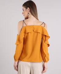 Blusa-Feminina-Open-Shoulder-com-Correntes-Manga-Longa-Babados-Amarelo-Escuro-9011122-Amarelo_Escuro_2