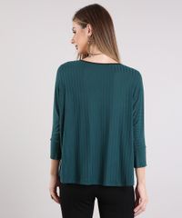 Blusa-Feminina-Manga-Morcego-Canelada-Ampla-Verde-Escuro-8965640-Verde_Escuro_2