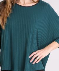 Blusa-Feminina-Manga-Morcego-Canelada-Ampla-Verde-Escuro-8965640-Verde_Escuro_4