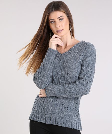 Sueter-Feminino-em-Trico-com-Lurex-Decote-V-Manga-Longa-Chumbo-8882793-Chumbo_1