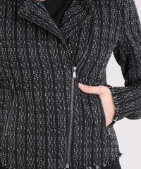 Jaqueta-Feminina-de-Tweed-com-Bolsos-Preta-9033572-Preto_4