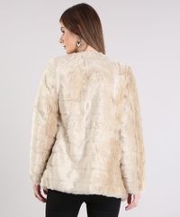 Casaco-Feminino-de-Pelo-Decote-Redondo-com-Bolsos-Bege-Claro-8491850-Bege_Claro_1_2