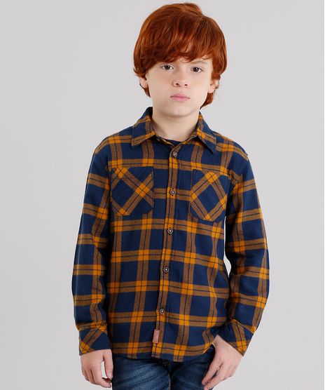Camisa-Infantil-Xadrez-em-Flanela-Manga-Longa-com-Bolsos-Azul-Marinho-8853266-Azul_Marinho_1