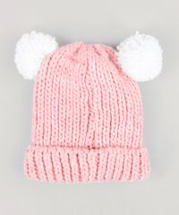 Gorro-Infantil-em-Trico-com-Pompons-e-Forro-em-Fleece-Rosa-8868227-Rosa_2