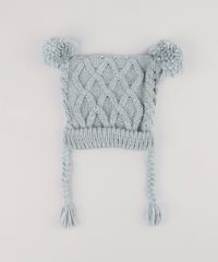 Kit-de-Gorro-Infantil-em-Trico-com-Pompons---Luva-Cinza-8868151-Cinza_2