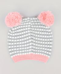 Kit-de-Gorro-Infantil-em-Trico-com-Pompons---Luva-Rosa-8868154-Rosa_2