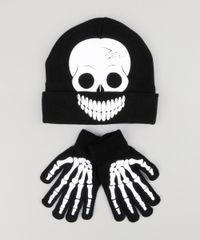 Kit-de-Gorro-Infantil-de-Caveira---Luvas-Esqueleto-Preto-8865097-Preto_1