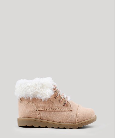 Bota-Infantil-Coturno-com-Pelo-em-Suede-Bege-Claro-9108613-Bege_Claro_1