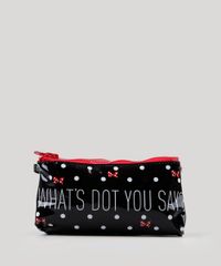 Necessaire-Feminina-Minnie-Estampada-de-Poa-com-Laco-Preto-8739652-Preto_1