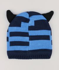 Gorro-Infantil-Monstrinho-com-Orelhas-Listrado-e-Forro-em-Fleece-Azul-8868166-Azul_2