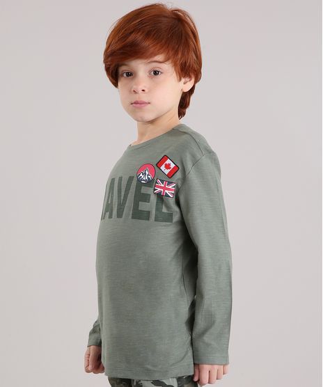 Camiseta-Infantil--Travel--Manga-Longa-Gola-Redonda-em-Algodao---Sustentavel-Verde-Militar-9140353-Verde_Militar_1