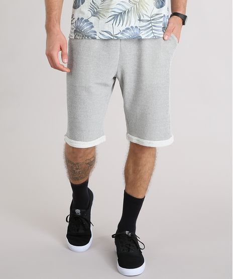 Bermuda-Masculina-em-Moletom-com-Bolsos-Cinza-Mescla-Claro-8886545-Cinza_Mescla_Claro_1