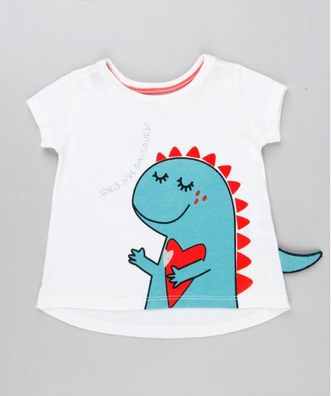 Blusa-Infantil-Dinossauros-com-Glitter-Manga-Curta-Decote-Redondo-em-Algodao---Sustentavel-Off-White-9140899-Off_White_1