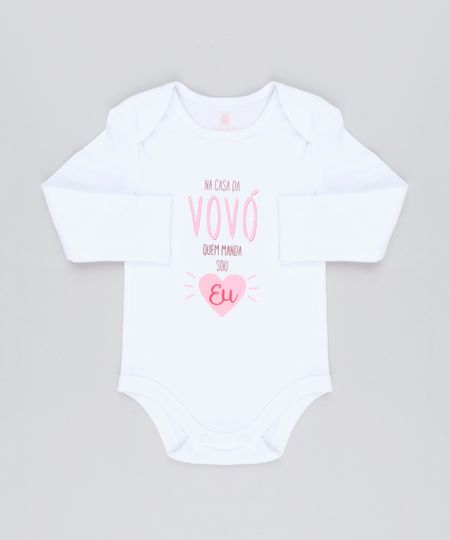 Body-Infantil--Na-Casa-da-Vovo-Quem-Manda-Sou-Eu--em-Manga-Longa-com-Decote-Redondo-em-Algodao---Sustentavel-Branco-8921668-Branco_1