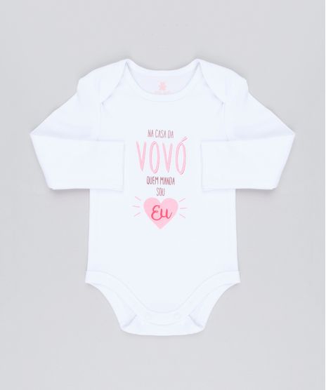 Body-Infantil--Na-Casa-da-Vovo-Quem-Manda-Sou-Eu--em-Manga-Longa-com-Decote-Redondo-em-Algodao---Sustentavel-Branco-8921668-Branco_1