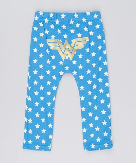 Calca-Infantil-Mulher-Maravilha-Estampada-de-Estrelas-em-Algodao---Sustentavel-Azul-8928718-Azul_1