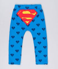 Calca-Infantil-Super-Homem-Estampada-em-Algodao---Sustentavel-Azul-8928760-Azul_1