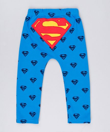 Calca-Infantil-Super-Homem-Estampada-em-Algodao---Sustentavel-Azul-8928760-Azul_1