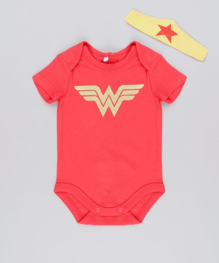Body-Infantil-Mulher-Maravilha-Manga-Curta-Decote-Redondo-Vermelho---Faixa-de-Cabelo-em-Algodao---Sustentavel-Amarela-8928725-Amarelo_1