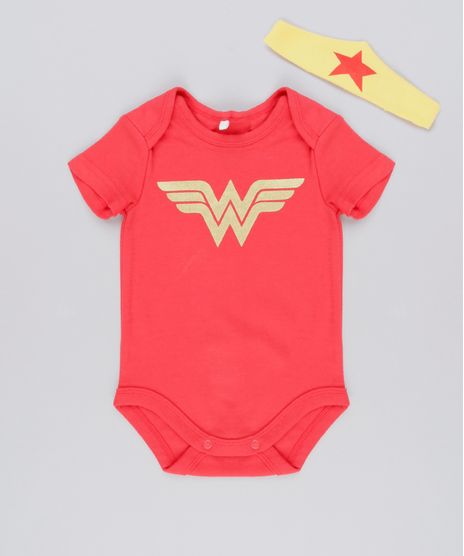 Body-Infantil-Mulher-Maravilha-Manga-Curta-Decote-Redondo-Vermelho---Faixa-de-Cabelo-em-Algodao---Sustentavel-Amarela-8928725-Amarelo_1