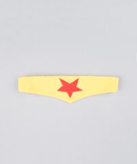 Body-Infantil-Mulher-Maravilha-Manga-Curta-Decote-Redondo-Vermelho---Faixa-de-Cabelo-em-Algodao---Sustentavel-Amarela-8928725-Amarelo_4