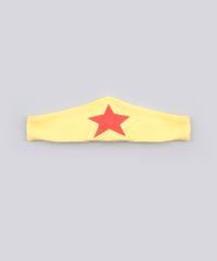 Body-Infantil-Mulher-Maravilha-Manga-Longa-Decote-Redondo-Vermelho---Faixa-de-Cabelo-em-Algodao---Sustentavel-Amarela-8928732-Amarelo_4