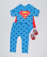 Body-Infantil-Super-Homem-Estampado-com-Capa-Manga-Longa-Decote-Redondo-em-Algodao---Sustentavel-Azul-8928704-Azul_3