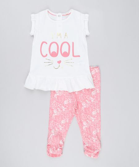 Conjunto-Infantil-de-Manga-Curta-com-Babados-e-Lacos-Off-White---Calca-Legging-Estampada-Floral-em-Algodao---Sustentavel-Rosa-8917140-Rosa_1